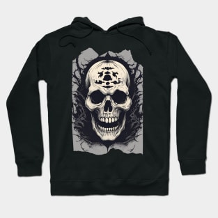 Ghastly Grin Scary Dark Halloween Skull Art Hoodie